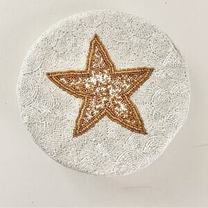 White and Gold Star Beaded Crossbody Bag